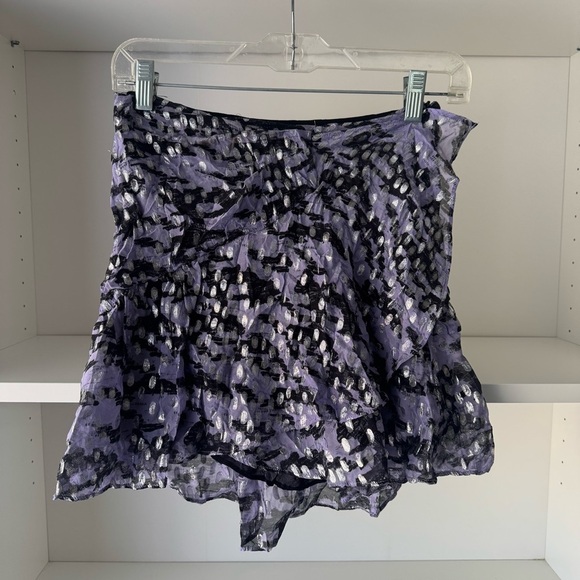 IRO Purple Metallic Printed Dilian Silk Mini Skirt - Picture 4 of 8